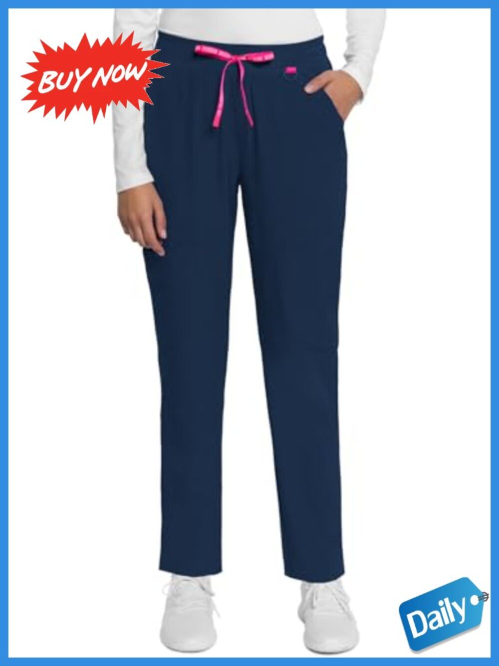Med Couture Women's Scrub Pants Tapered Leg Mid Rise Drawstring Cargo